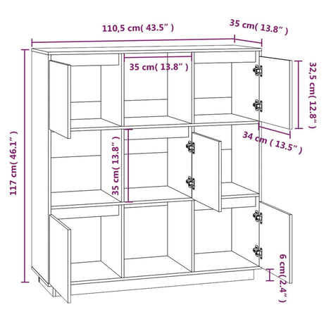 Hoge kast 110,5x35x117 cm massief grenenhout - AllerleiShop