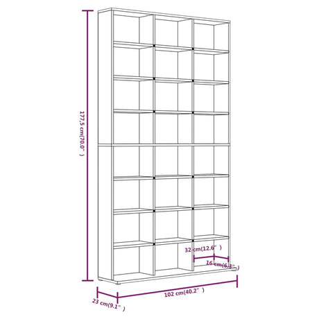 Cd-kast 102x23x177,5 cm bewerkt hout gerookt eikenkleurig - AllerleiShop