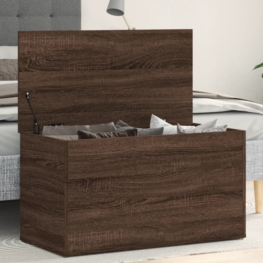 Opbergkist 84x42x46 cm bewerkt hout bruin eikenkleur - AllerleiShop