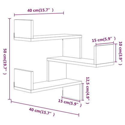 Hoekwandschap 40x40x50 cm bewerkt hout bruin eikenkleur - AllerleiShop