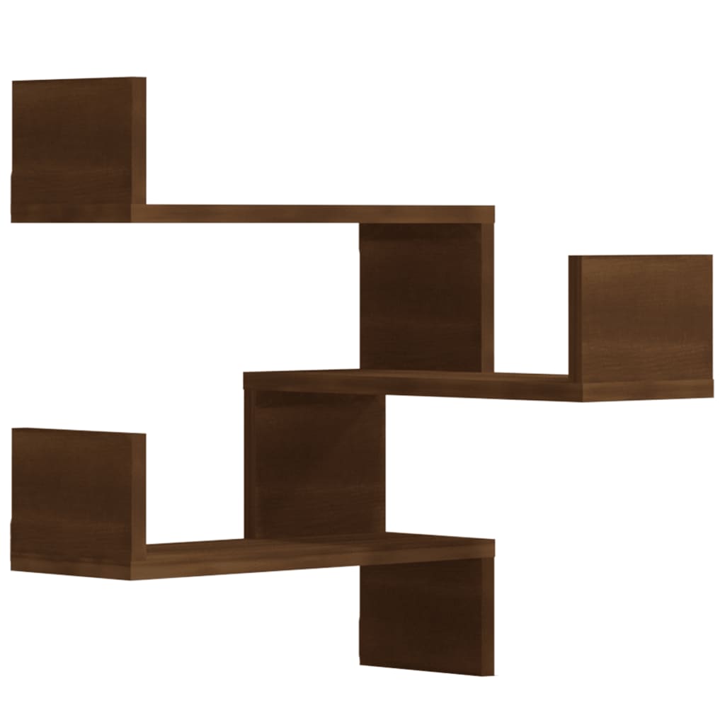 Hoekwandschappen 2 st 40x40x50 cm bewerkt hout bruin eikenkleur - AllerleiShop