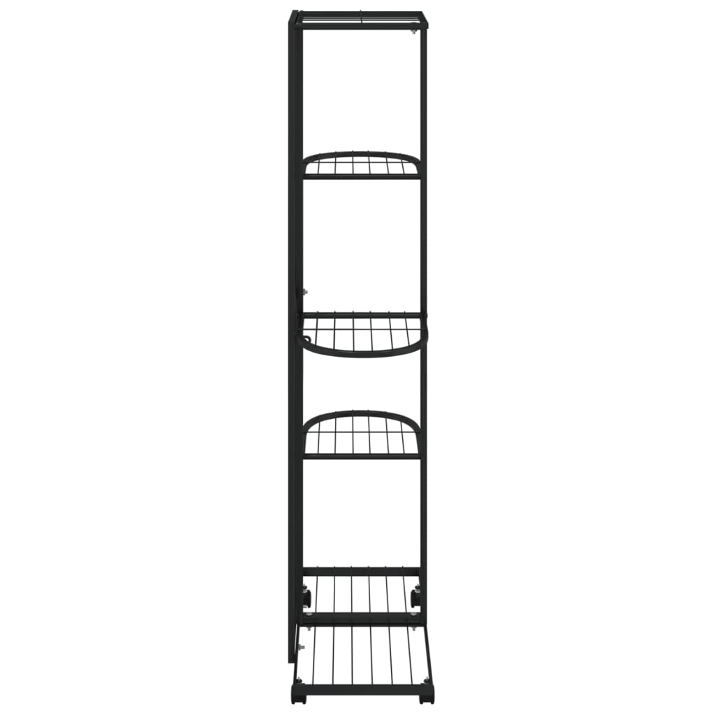 Bloemenstandaard met wielen 5-laags 44x23x100 cm ijzer zwart - AllerleiShop