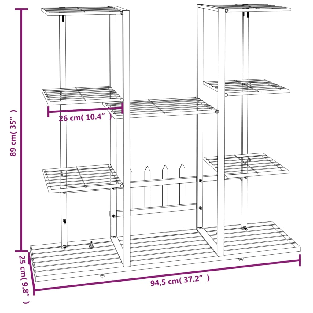 Bloemenstandaard 94,5x25x89 cm ijzer zwart - AllerleiShop