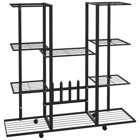 Bloemenstandaard met wielen 94,5x24,5x91,5 cm ijzer zwart - AllerleiShop