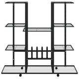 Bloemenstandaard met wielen 94,5x24,5x91,5 cm ijzer zwart - AllerleiShop