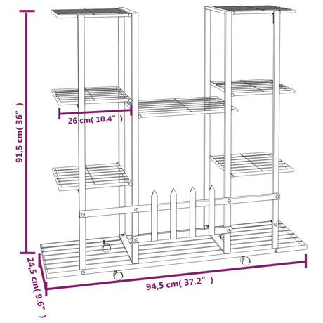 Bloemenstandaard met wielen 94,5x24,5x91,5 cm ijzer wit - AllerleiShop