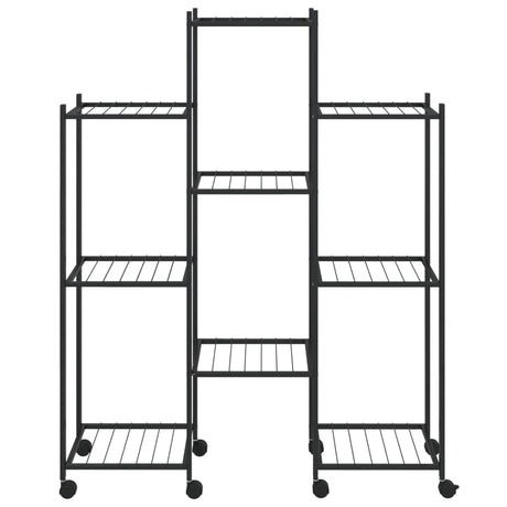 Bloemenstandaard met wielen 83x25x103,5 cm ijzer zwart - AllerleiShop