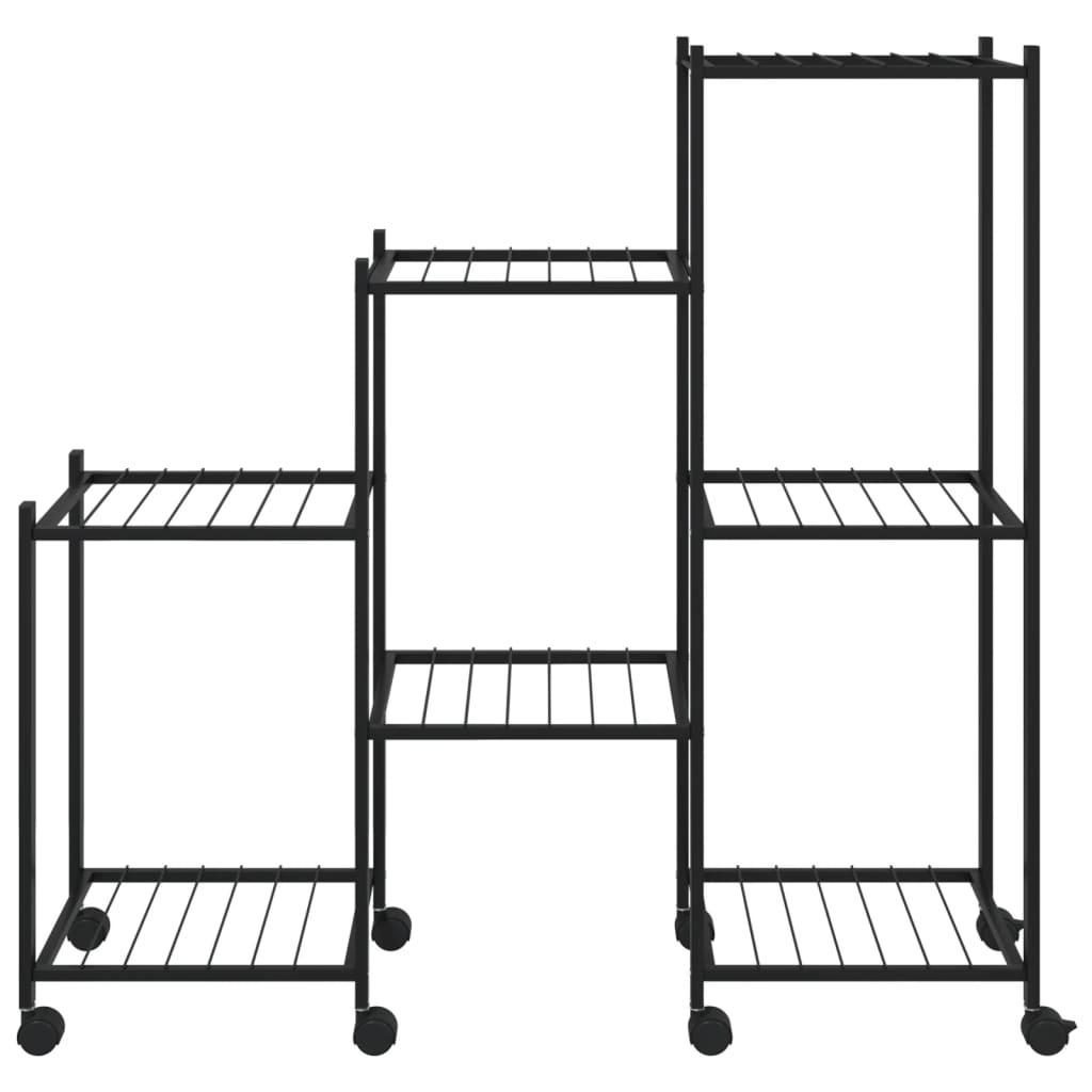 Bloemenstandaard met wielen 83x25x83,5 cm ijzer zwart - AllerleiShop