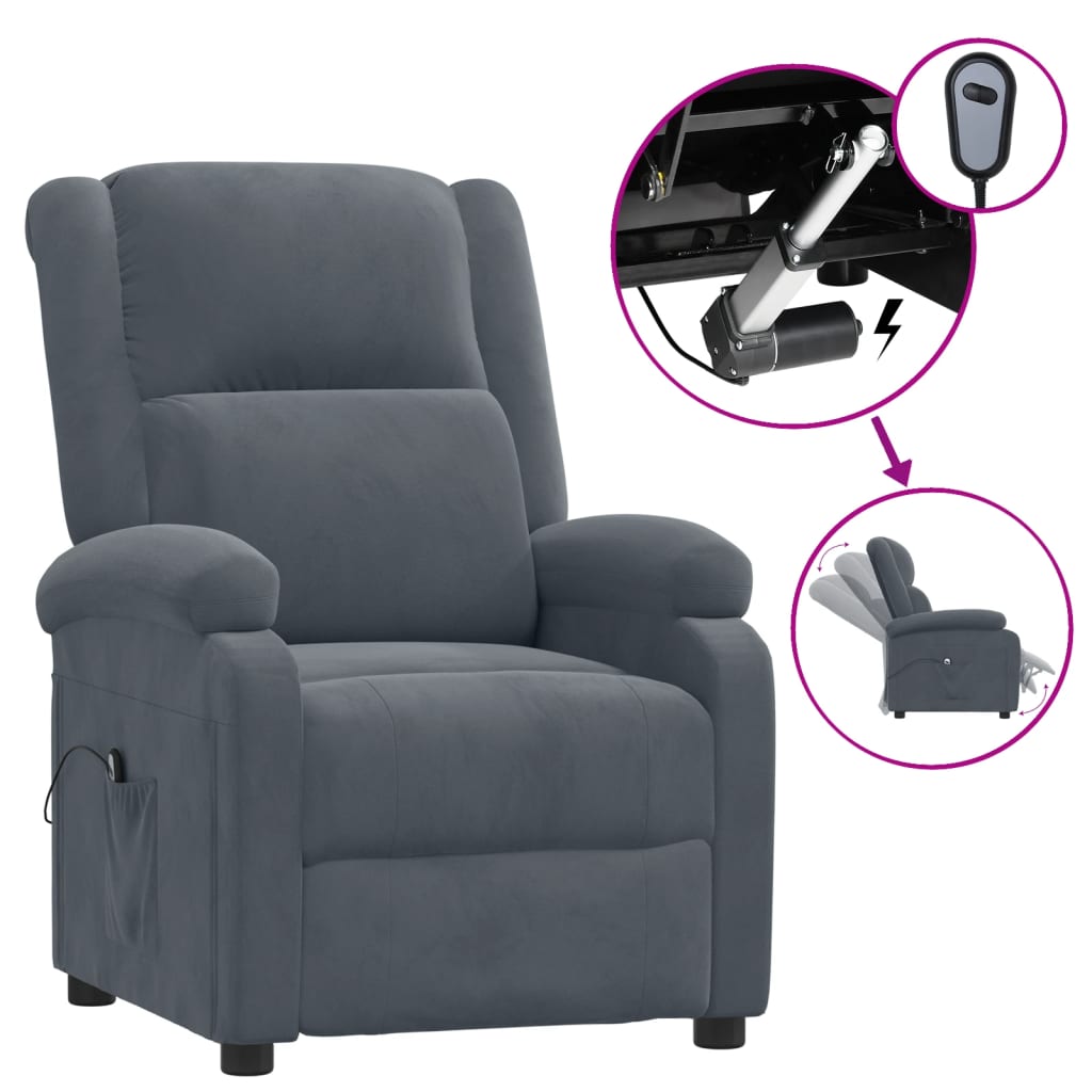 Fauteuil elektrisch verstelbaar stof donkergrijs