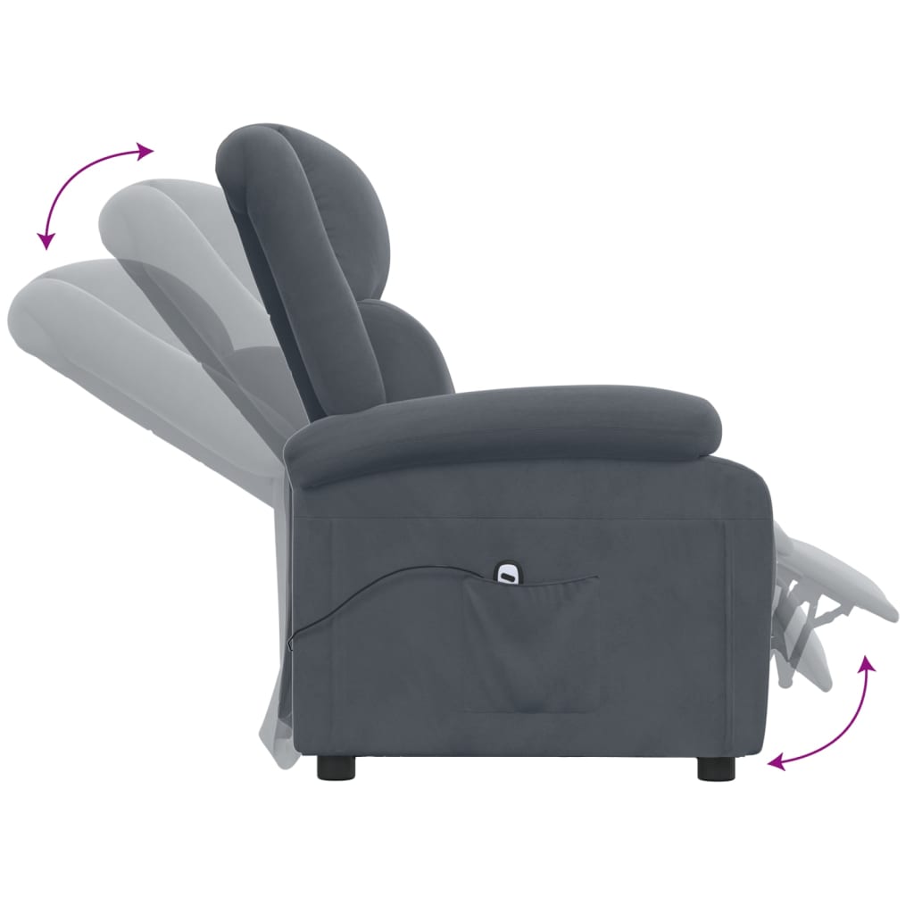 Fauteuil elektrisch verstelbaar stof donkergrijs
