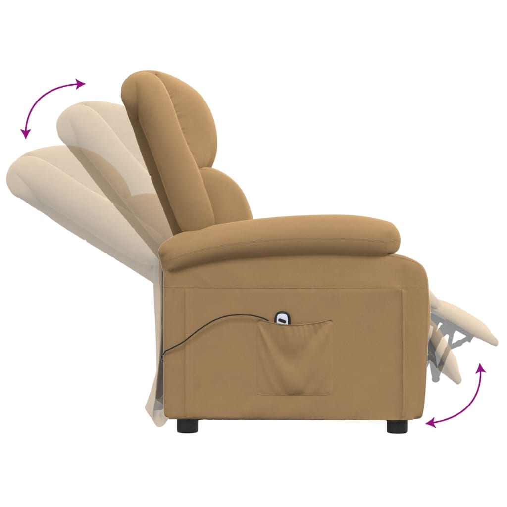 Fauteuil verstelbaar elektrisch stof bruin