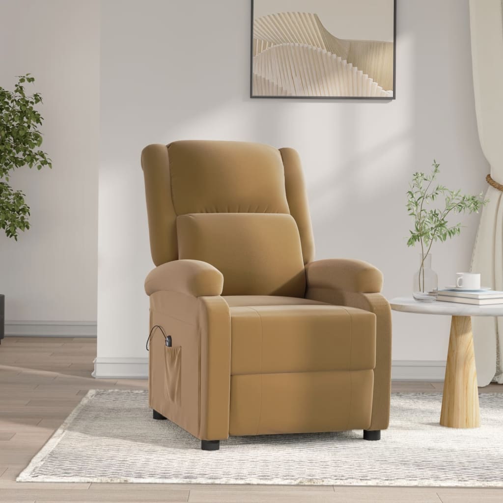 Fauteuil verstelbaar elektrisch stof bruin