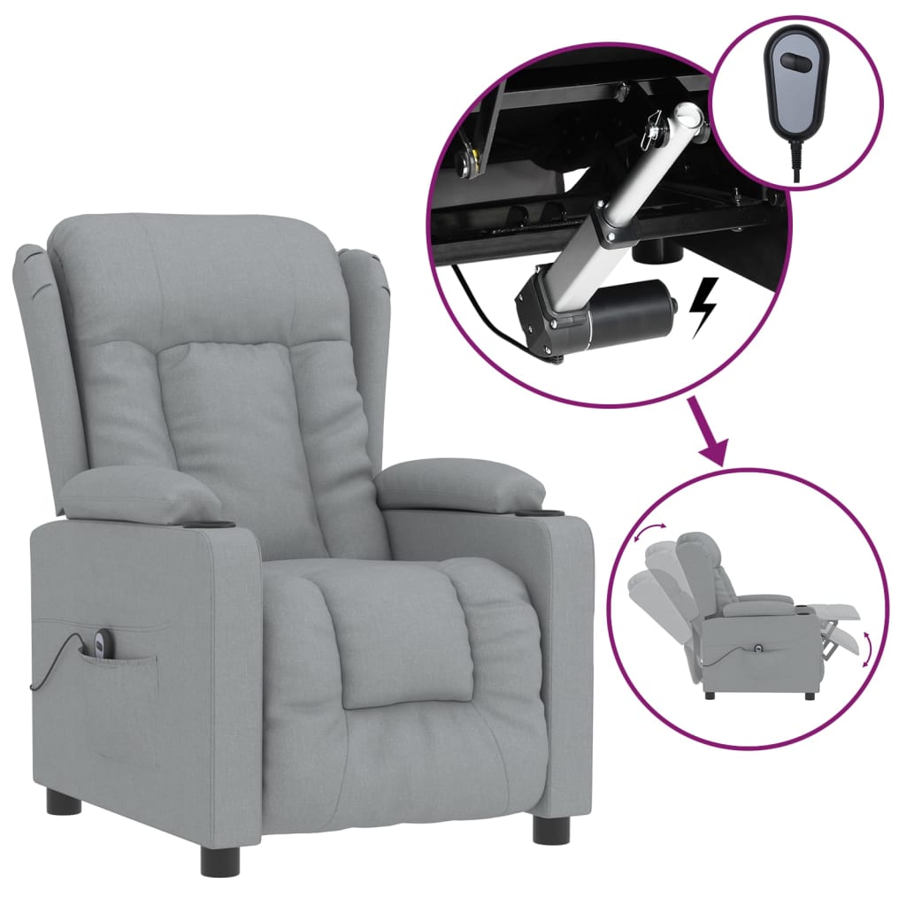 Fauteuil elektrisch verstelbaar stof lichtgrijs