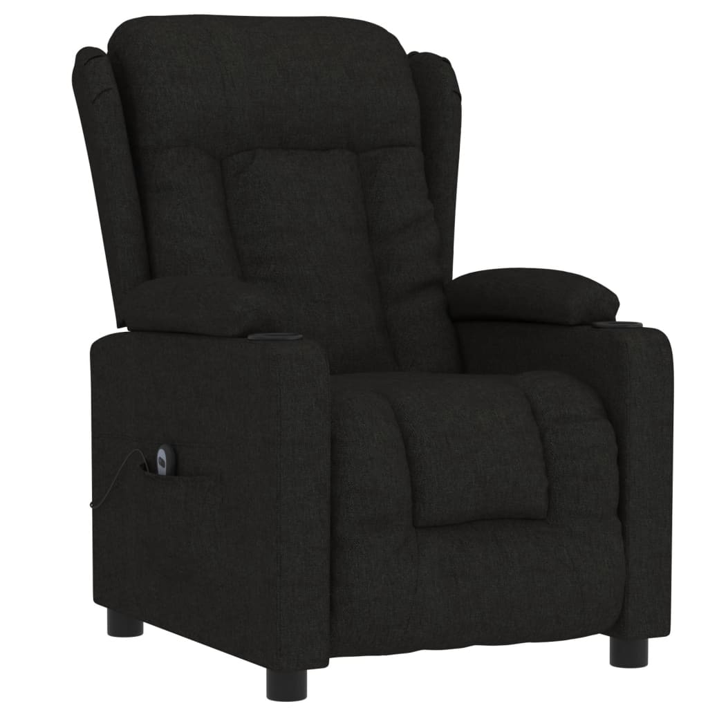 Fauteuil verstelbaar elektrisch stof zwart