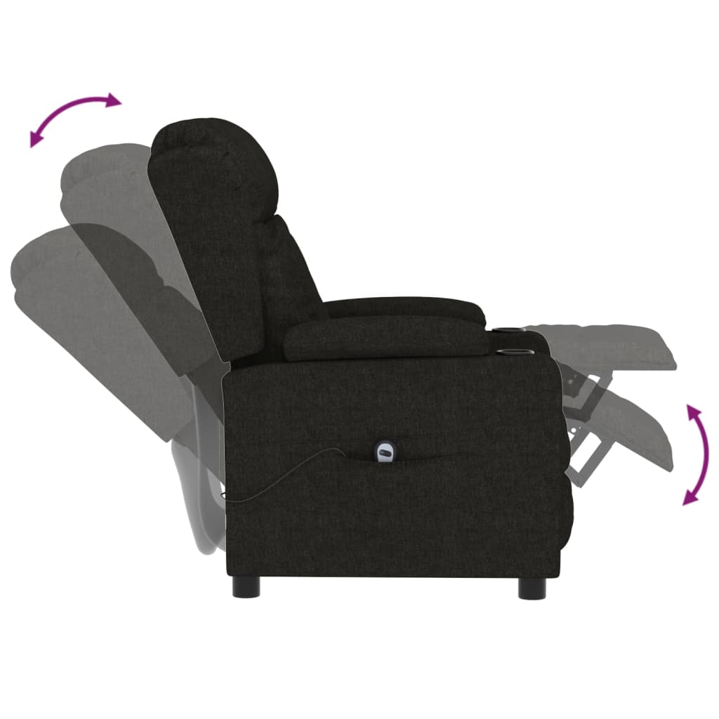 Fauteuil verstelbaar elektrisch stof zwart
