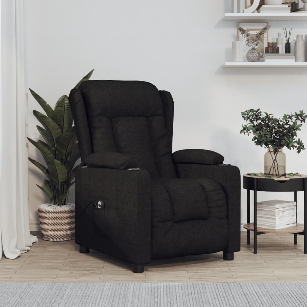 Fauteuil verstelbaar elektrisch stof zwart