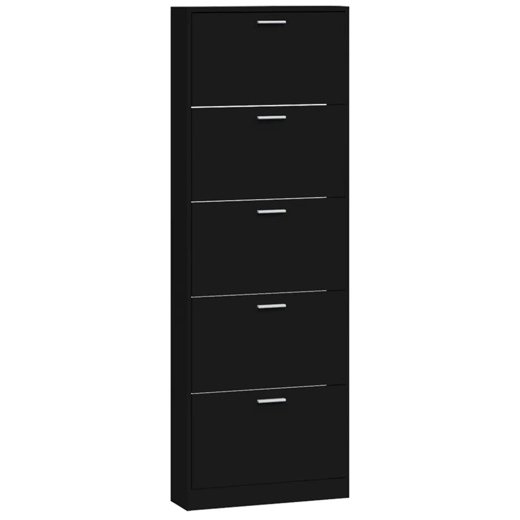 Schoenenkast 59x17x169 cm bewerkt hout zwart - AllerleiShop