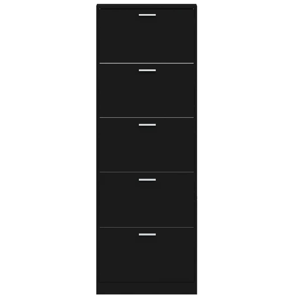 Schoenenkast 59x17x169 cm bewerkt hout zwart - AllerleiShop