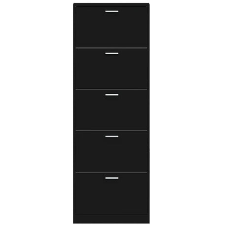 Schoenenkast 59x17x169 cm bewerkt hout zwart - AllerleiShop