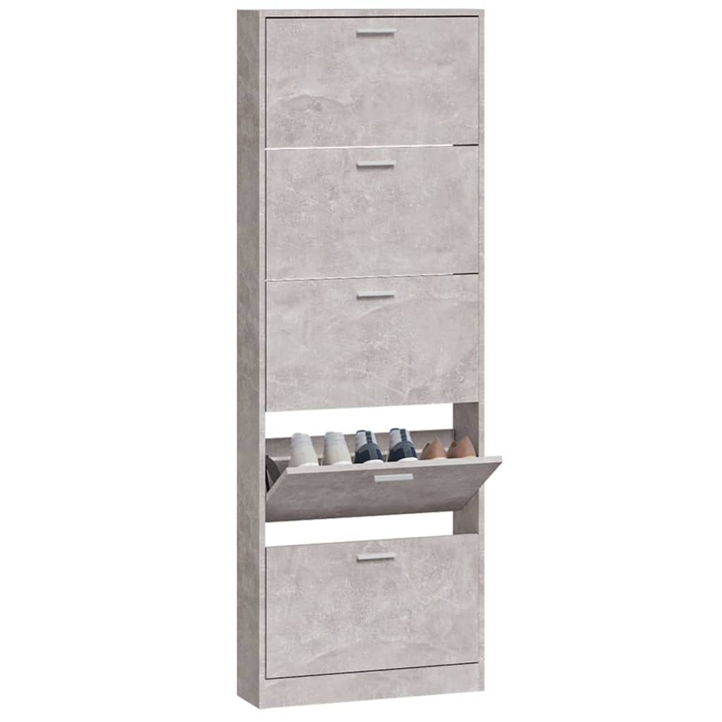 Schoenenkast 59x17x169 cm bewerkt hout betongrijs - AllerleiShop