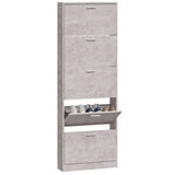 Schoenenkast 59x17x169 cm bewerkt hout betongrijs - AllerleiShop