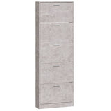 Schoenenkast 59x17x169 cm bewerkt hout betongrijs - AllerleiShop