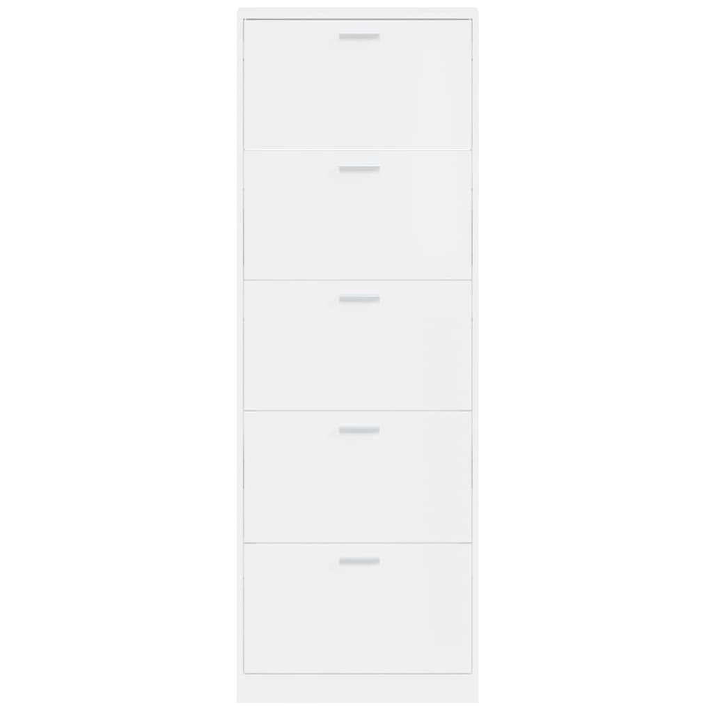 Schoenenkast 59x17x169 cm bewerkt hout hoogglans wit - AllerleiShop