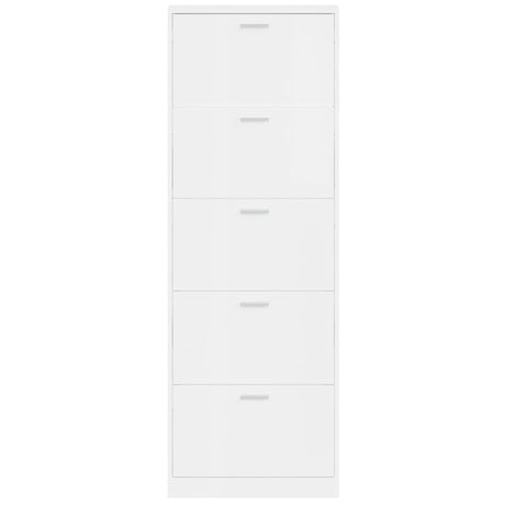 Schoenenkast 59x17x169 cm bewerkt hout hoogglans wit - AllerleiShop