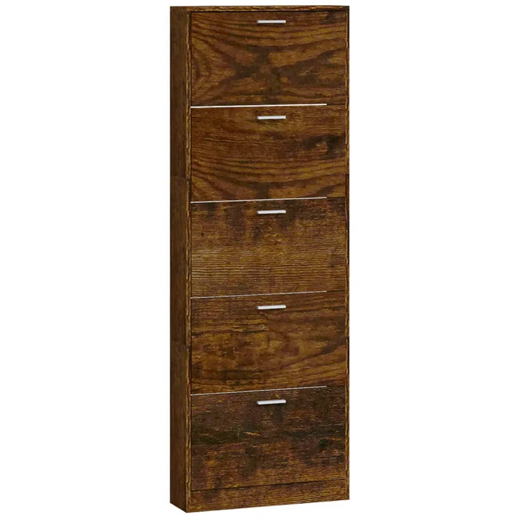 Schoenenkast 59x17x169 cm bewerkt hout gerookt eikenkleurig - AllerleiShop