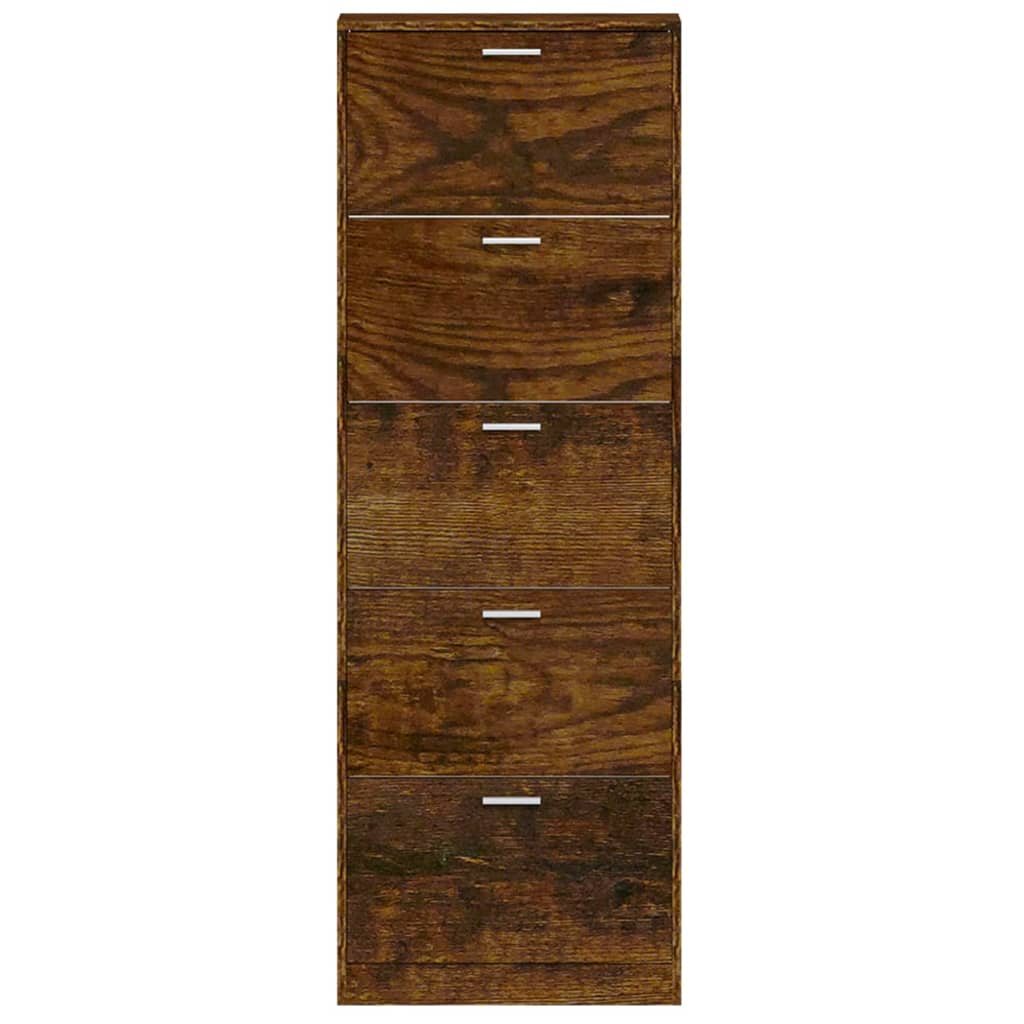 Schoenenkast 59x17x169 cm bewerkt hout gerookt eikenkleurig - AllerleiShop