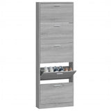 Schoenenkast 59x17x169 cm bewerkt hout grijs sonoma eikenkleur - AllerleiShop