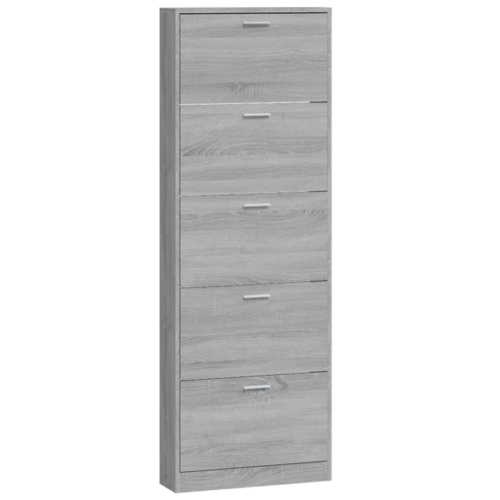 Schoenenkast 59x17x169 cm bewerkt hout grijs sonoma eikenkleur - AllerleiShop