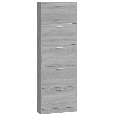 Schoenenkast 59x17x169 cm bewerkt hout grijs sonoma eikenkleur - AllerleiShop