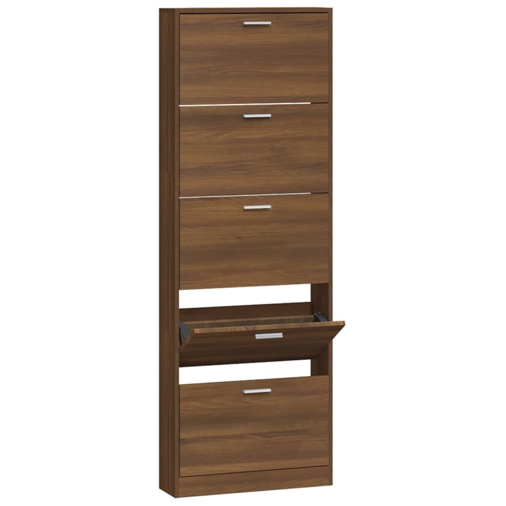 Schoenenkast 59x17x169 cm bewerkt hout bruin eikenkleur - AllerleiShop