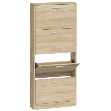 Schoenenkast 59x17x150 cm bewerkt hout eikenkleurig - AllerleiShop