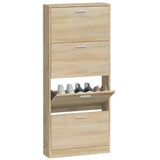 Schoenenkast 59x17x150 cm bewerkt hout eikenkleurig - AllerleiShop