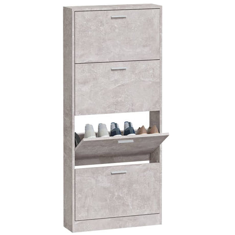 Schoenenkast 59x17x150 cm bewerkt hout betongrijs - AllerleiShop