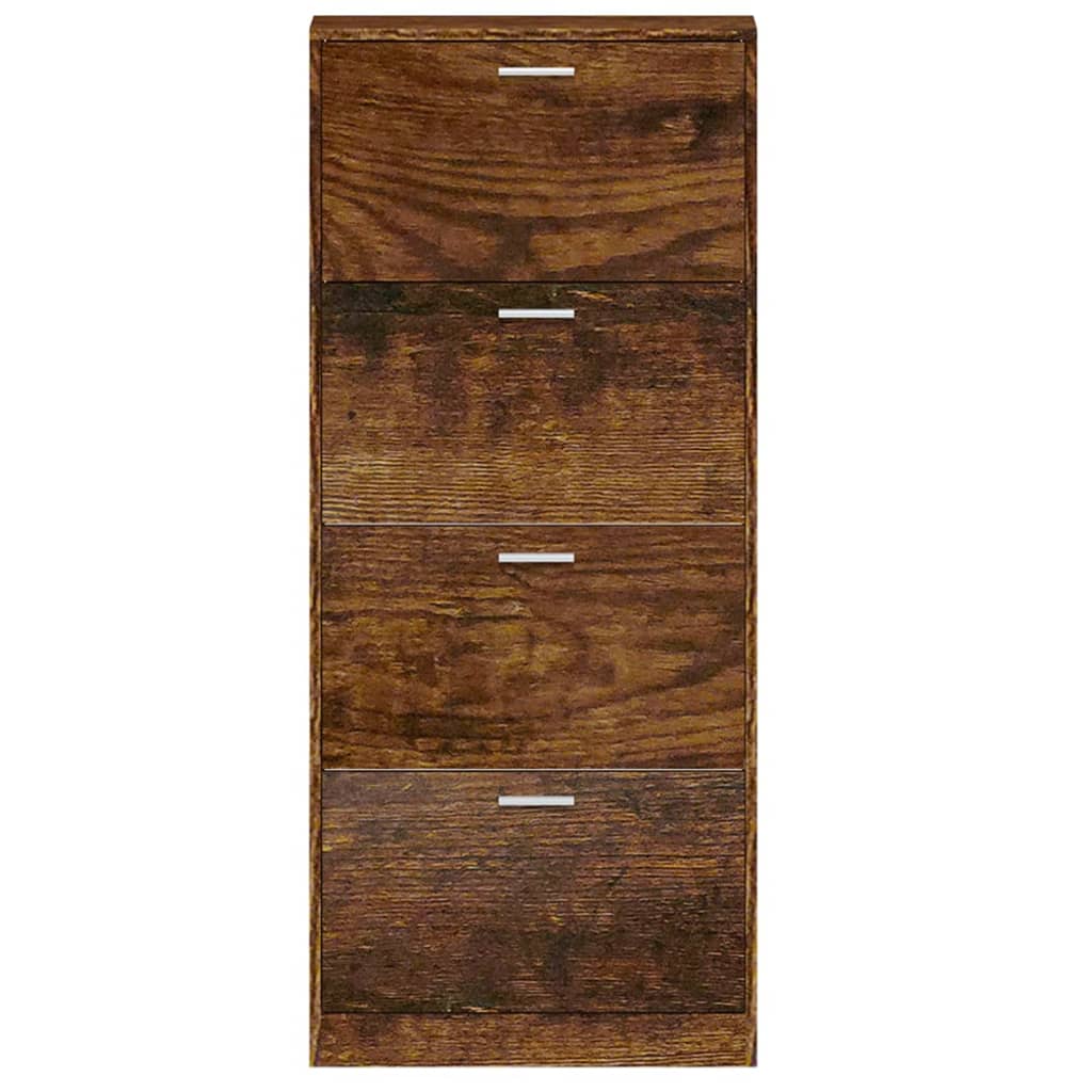 Schoenenkast 59x17x150 cm bewerkt hout gerookt eikenkleurig - AllerleiShop