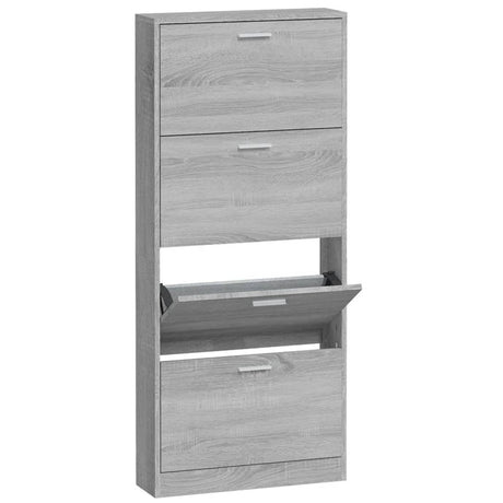 Schoenenkast 59x17x150 cm bewerkt hout grijs sonoma - AllerleiShop