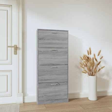 Schoenenkast 59x17x150 cm bewerkt hout grijs sonoma - AllerleiShop