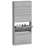 Schoenenkast 59x17x150 cm bewerkt hout grijs sonoma - AllerleiShop