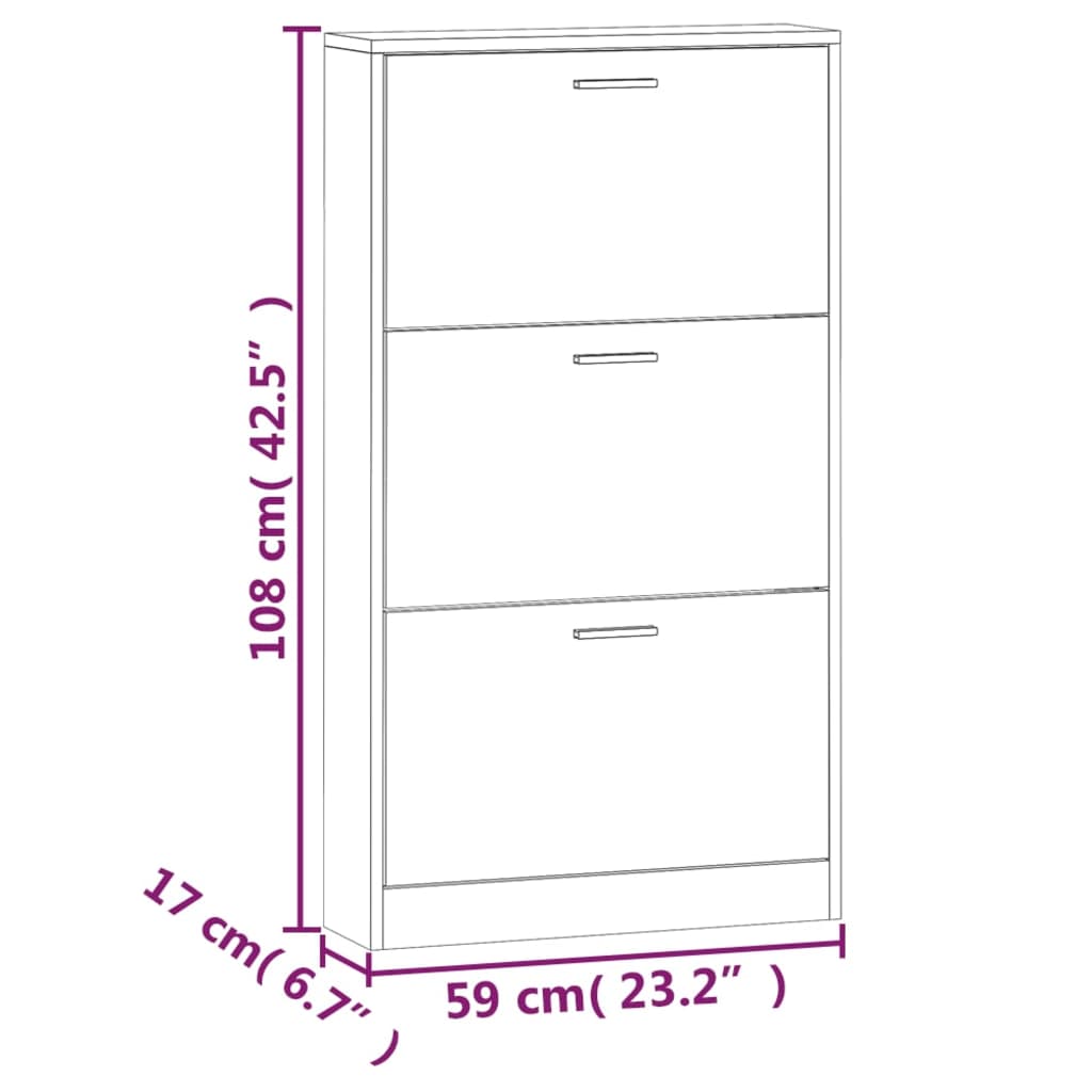 Schoenenkast 59x17x108 cm bewerkt hout wit - AllerleiShop