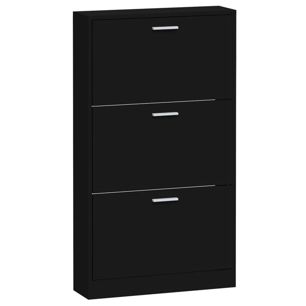 Schoenenkast 59x17x108 cm bewerkt hout zwart - AllerleiShop