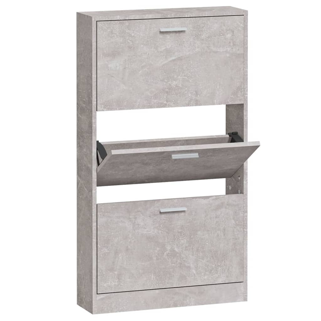 Schoenenkast 59x17x108 cm bewerkt hout betongrijs - AllerleiShop