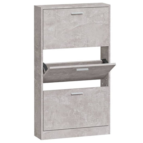 Schoenenkast 59x17x108 cm bewerkt hout betongrijs - AllerleiShop