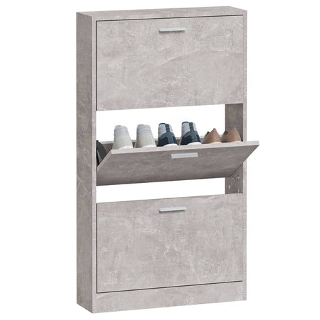 Schoenenkast 59x17x108 cm bewerkt hout betongrijs - AllerleiShop