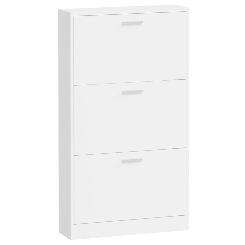 Schoenenkast 59x17x108 cm bewerkt hout hoogglans wit - AllerleiShop