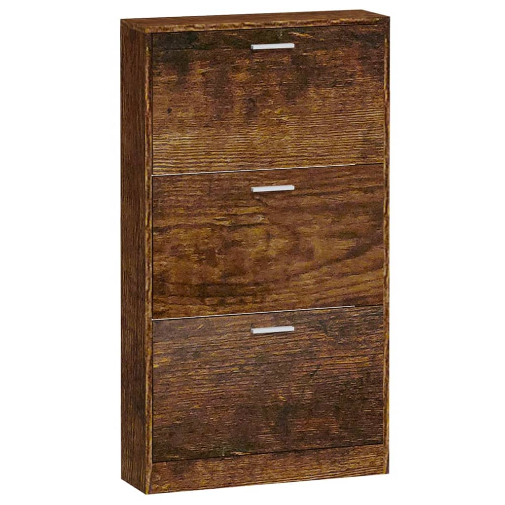 Schoenenkast 59x17x108 cm bewerkt hout gerookt eikenkleurig - AllerleiShop