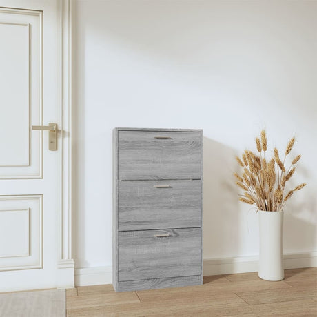 Schoenenkast 59x17x108 cm bewerkt hout grijs sonoma - AllerleiShop