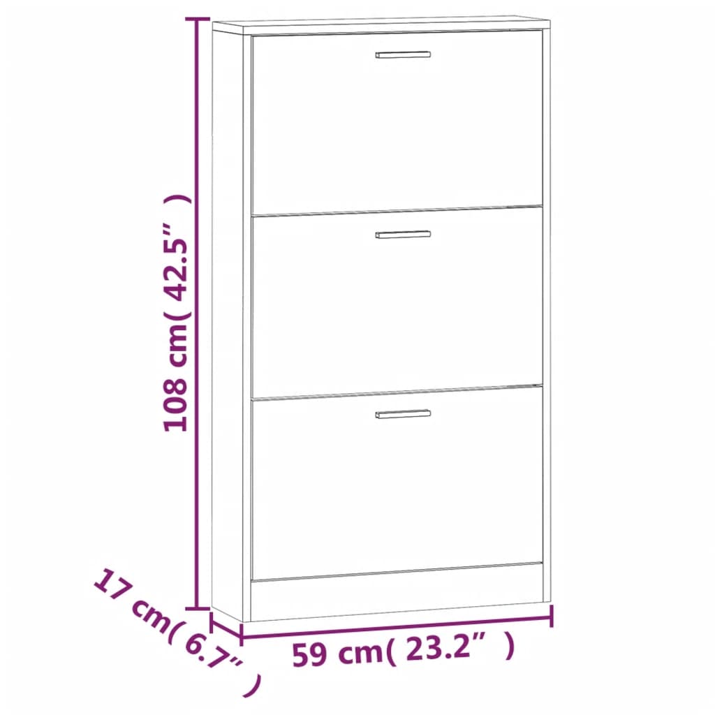 Schoenenkast 59x17x108 cm bewerkt hout grijs sonoma - AllerleiShop